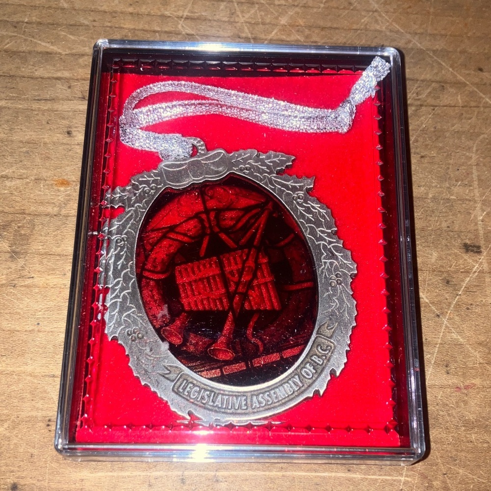 BC legislative assembly Solid Pewter stained glass Holiday Ornament